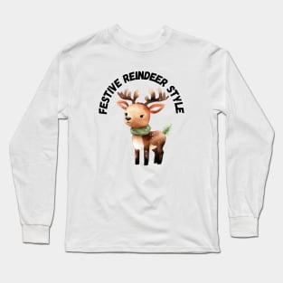 Festive Reindeer Style, Winter, Christmas Long Sleeve T-Shirt